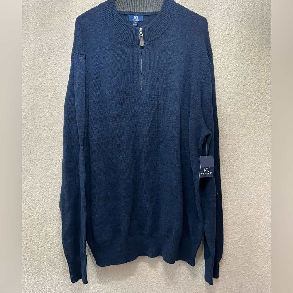 NWT Blue Quarter Zip Sweater